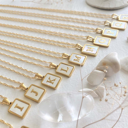 Carrie Mother of Pearl Initial Necklace