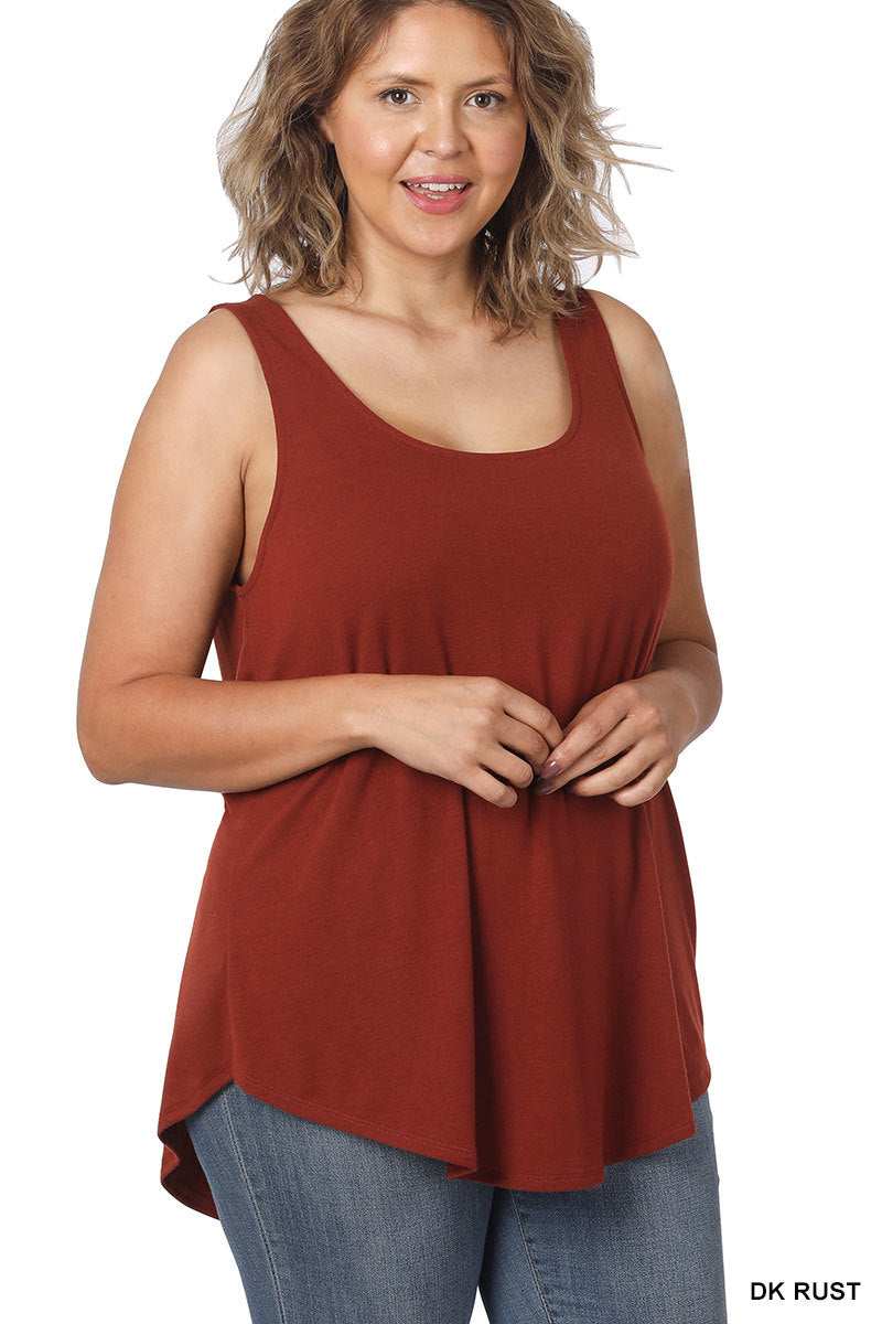 Zenana Curvy Round Neck Round Hem Tank