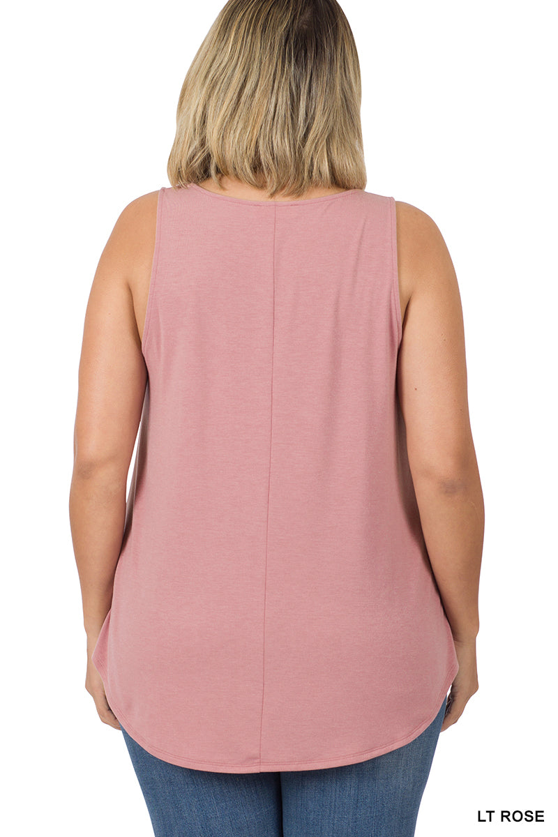 Zenana Curvy Round Neck Round Hem Tank