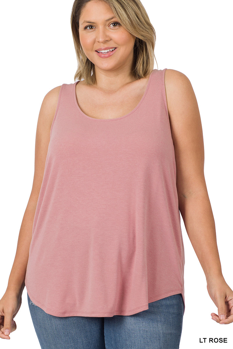 Zenana Curvy Round Neck Round Hem Tank