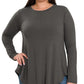 Zenana Curvy Round Neck Round Hem Long Sleeve