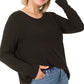 Zenana Curvy Round Neck Round Hem Long Sleeve