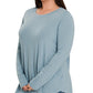 Zenana Curvy Round Neck Round Hem Long Sleeve