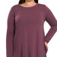 Curvy Round Neck Round Hem Long Sleeve
