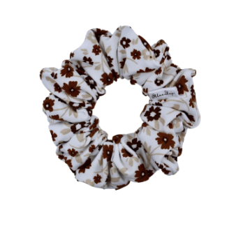 Golden Brown Flowers Scrunchie