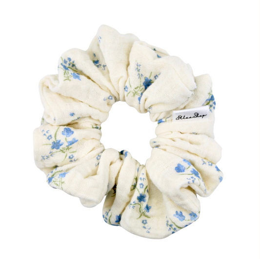Blue Garden Muslin Scrunchie