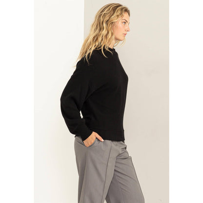 Ribbed Balloon Sleeve Top: SIZE S