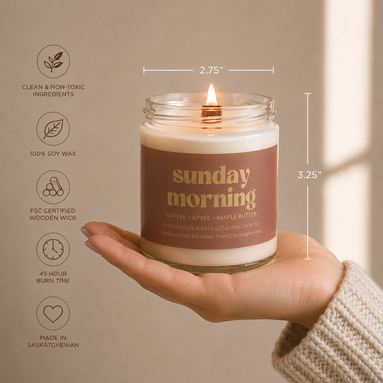SUNDAY MORNING | 8OZ NON TOXIC SOY CANDLE