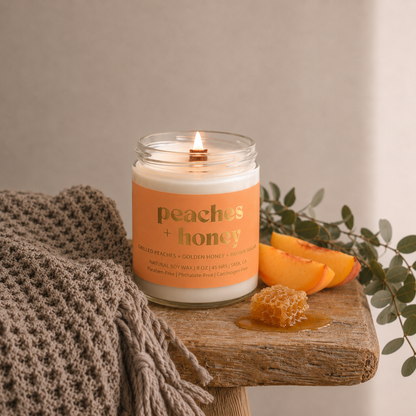 PEACHES & HONEY | 8OZ NON TOXIC SOY CANDLE