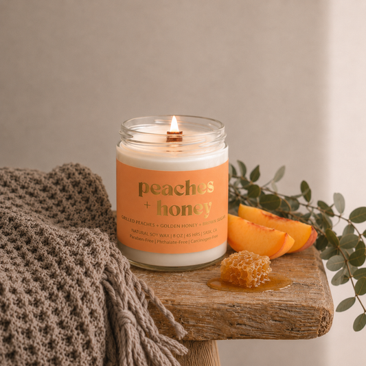 PEACHES & HONEY | 8OZ NON TOXIC SOY CANDLE