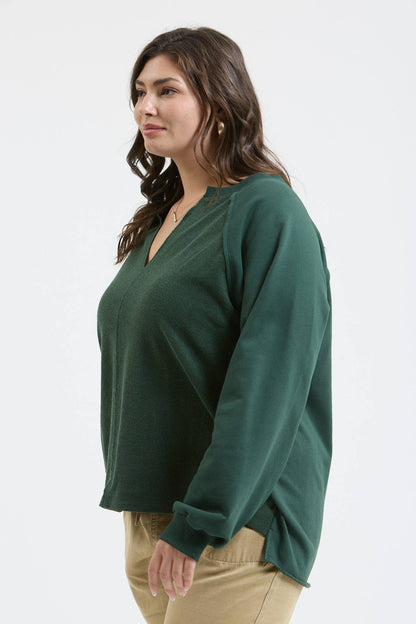 Curvy Exposed Seam Relaxed Long Sleeve Knit: SIZE 1X