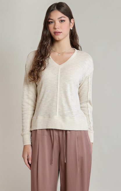 V-Neck Knit Top-Shell