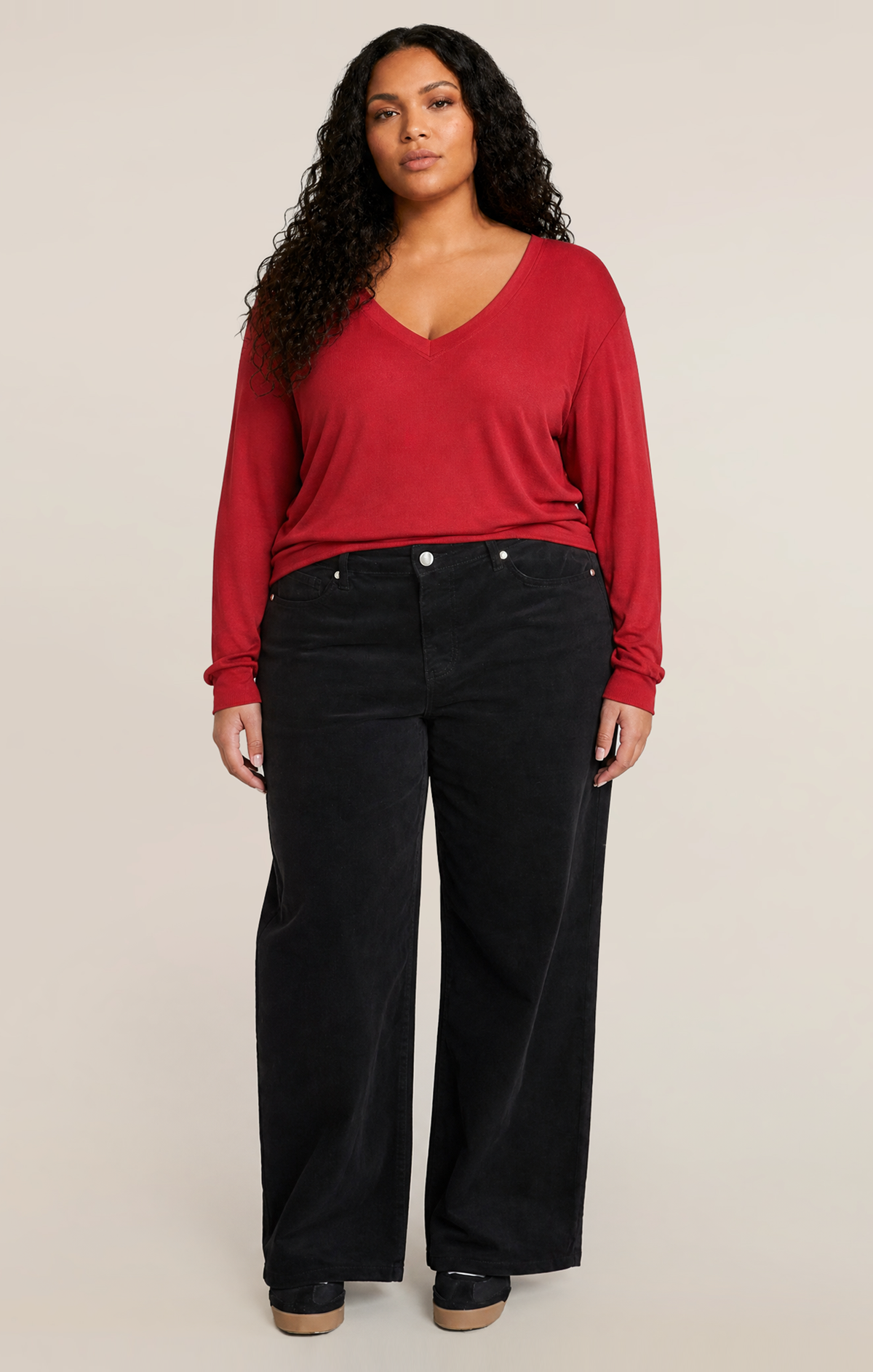 Curvy V-Neck T-Shirt