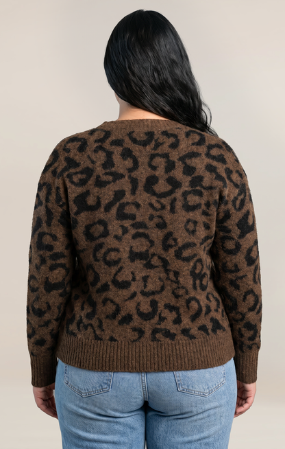 Curvy Leopard V-Neck Sweater
