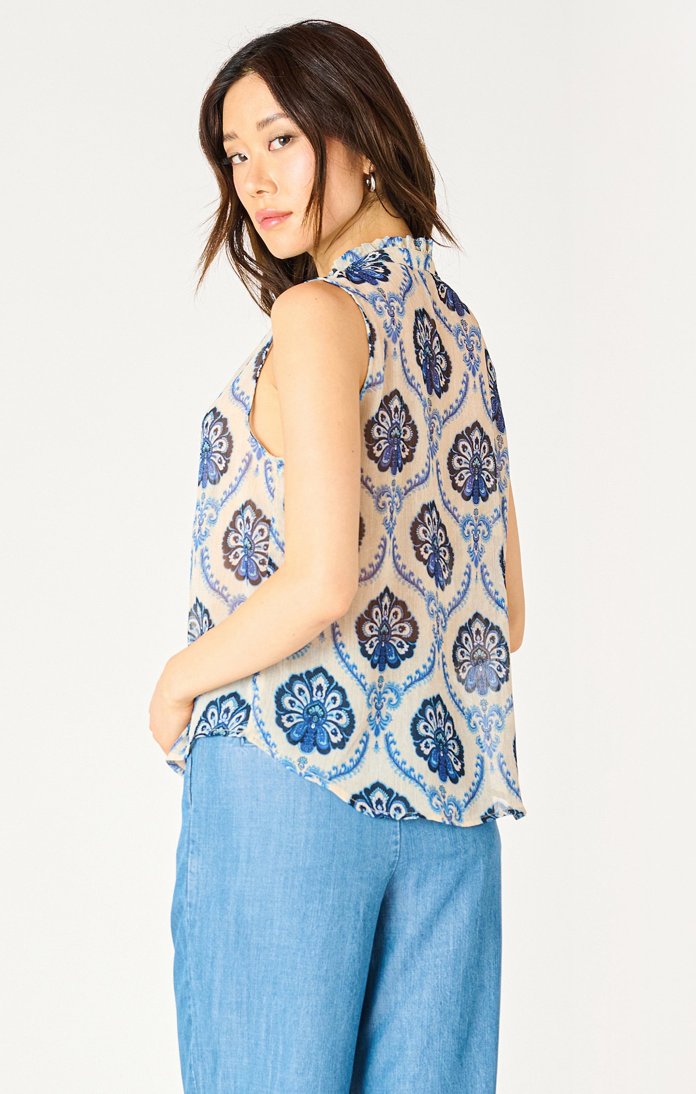 Dex Blue Medallion Blouse