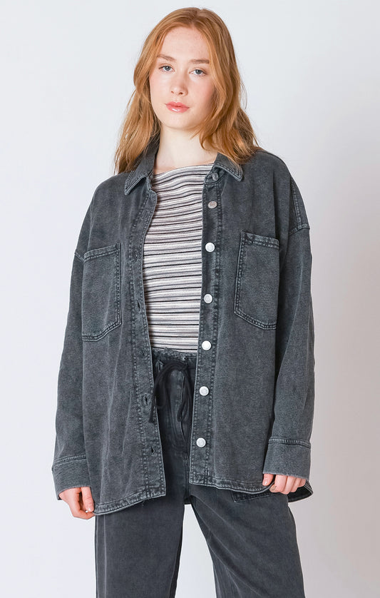 Knit Denim Jacket - Washed Black