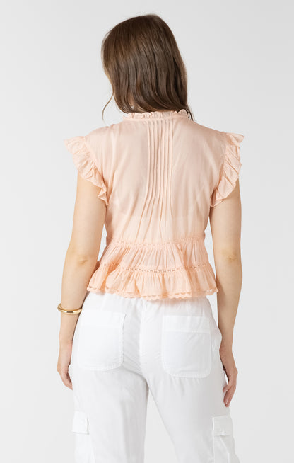 Lace Trim Peplum Blouse