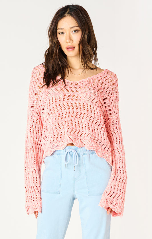 Dex Washed Apricot Crochet Sweater