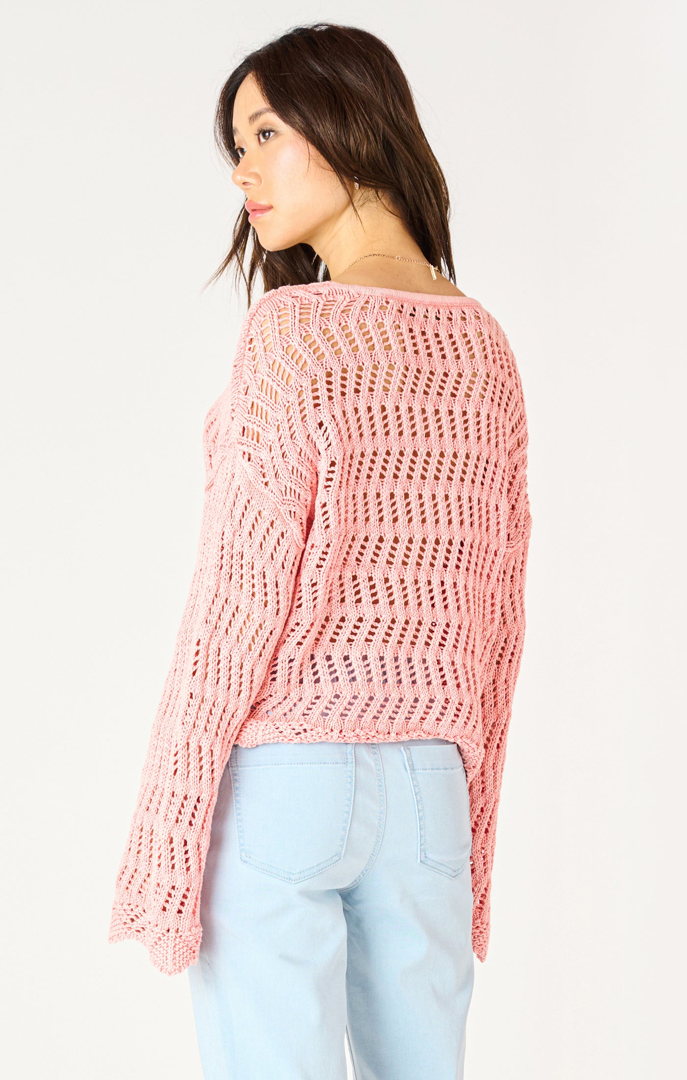 Dex Washed Apricot Crochet Sweater