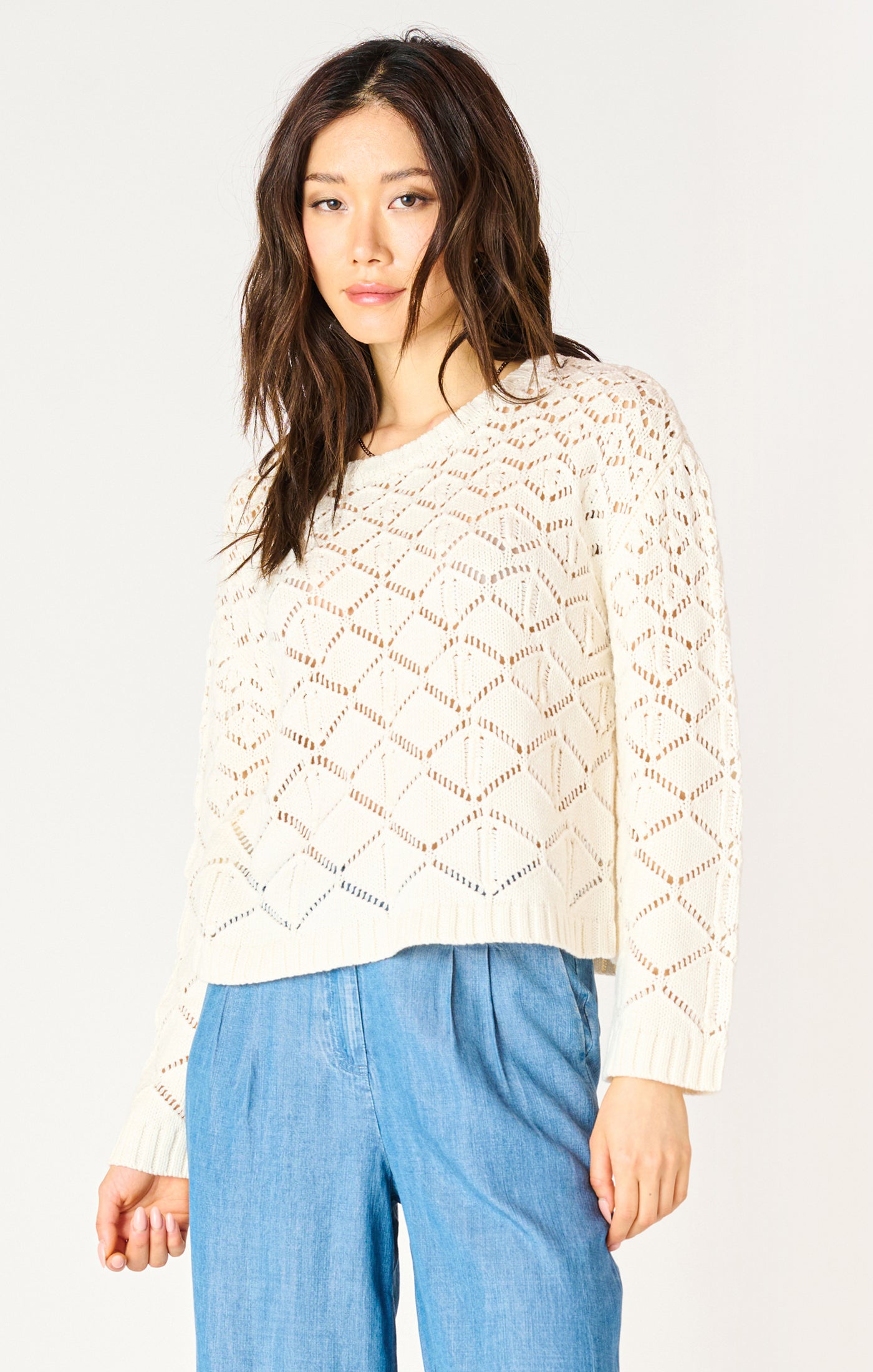 Dex Ecru Crochet Sweater