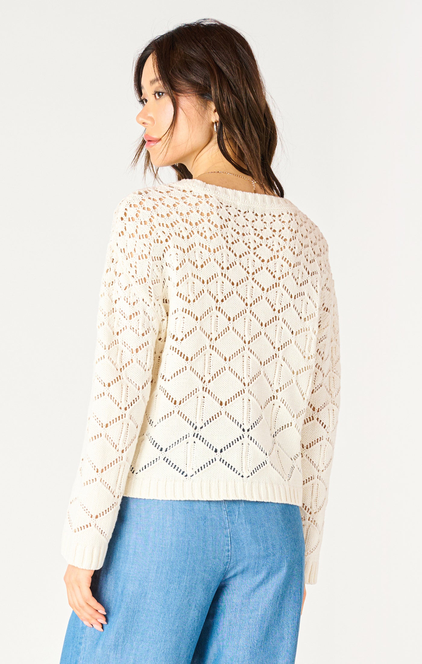 Dex Ecru Crochet Sweater