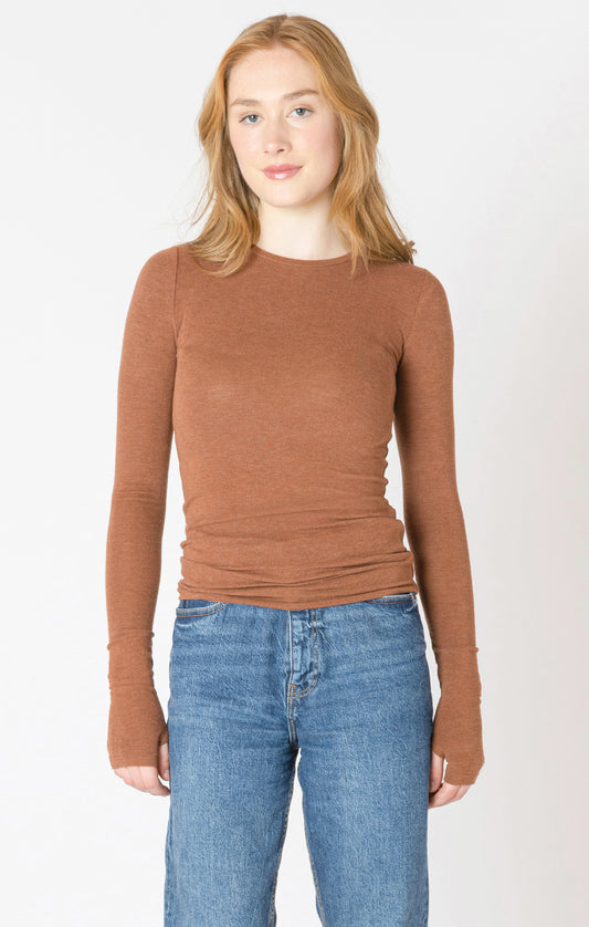 Brushed Crewneck Tee -Chestnut Heather