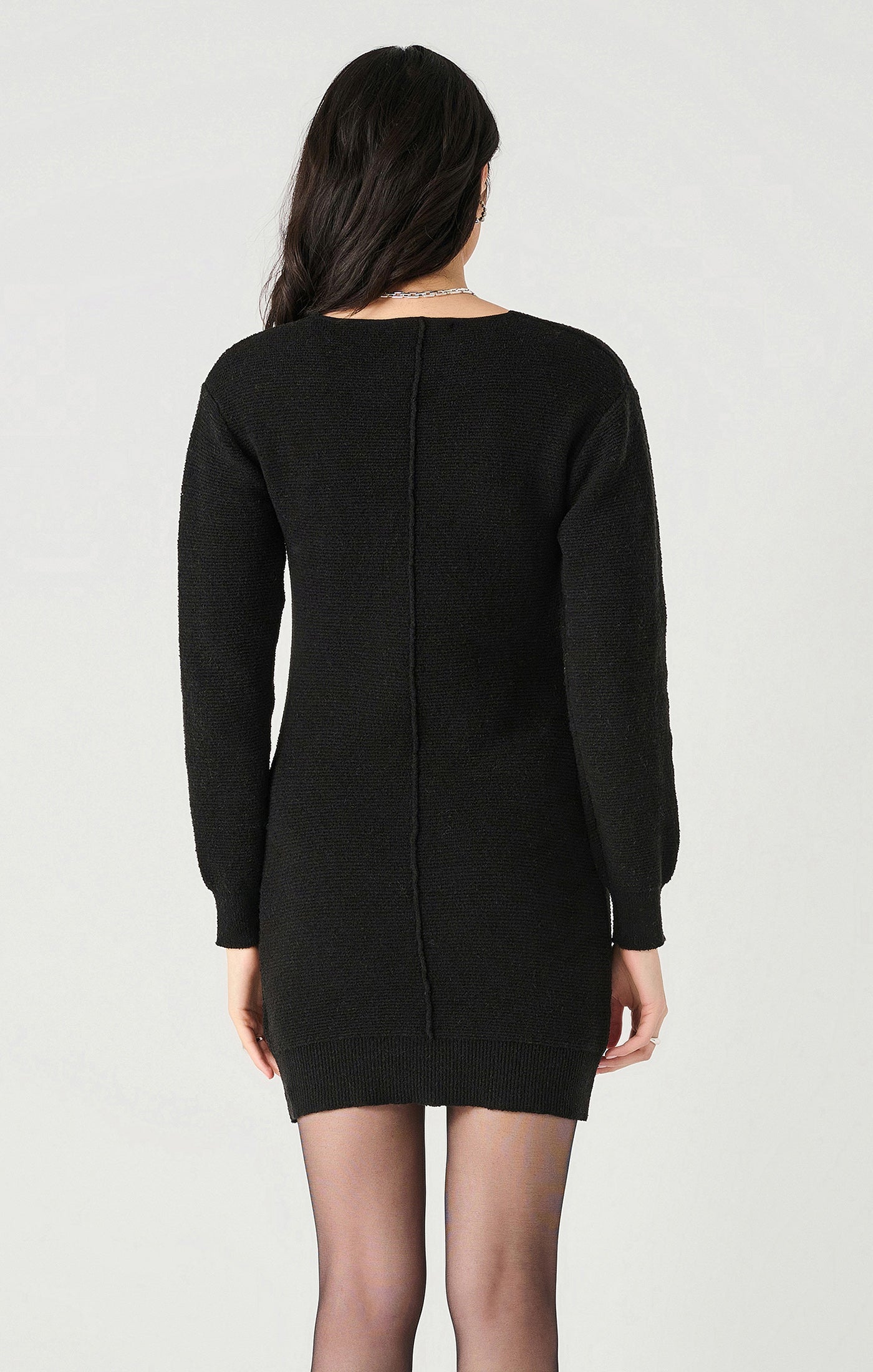 Dex Long Sleeve V-Neck Ribbed Sweater Dress