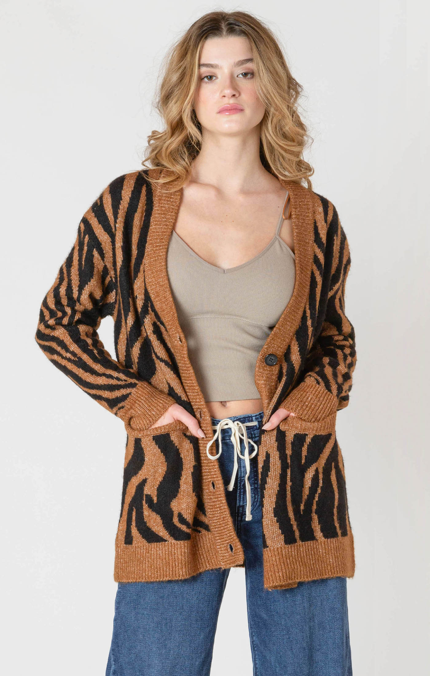 Button Up Patterned Cardigan