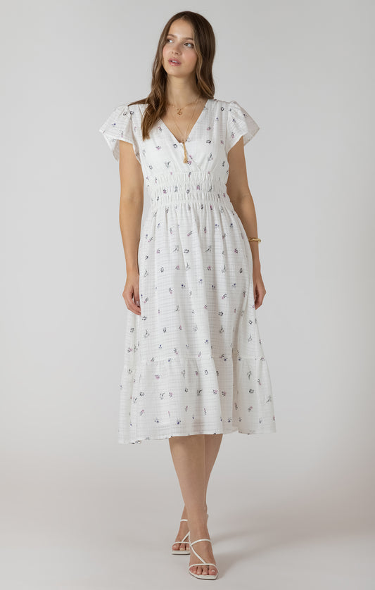 Wrap Front Tiered Midi Dress