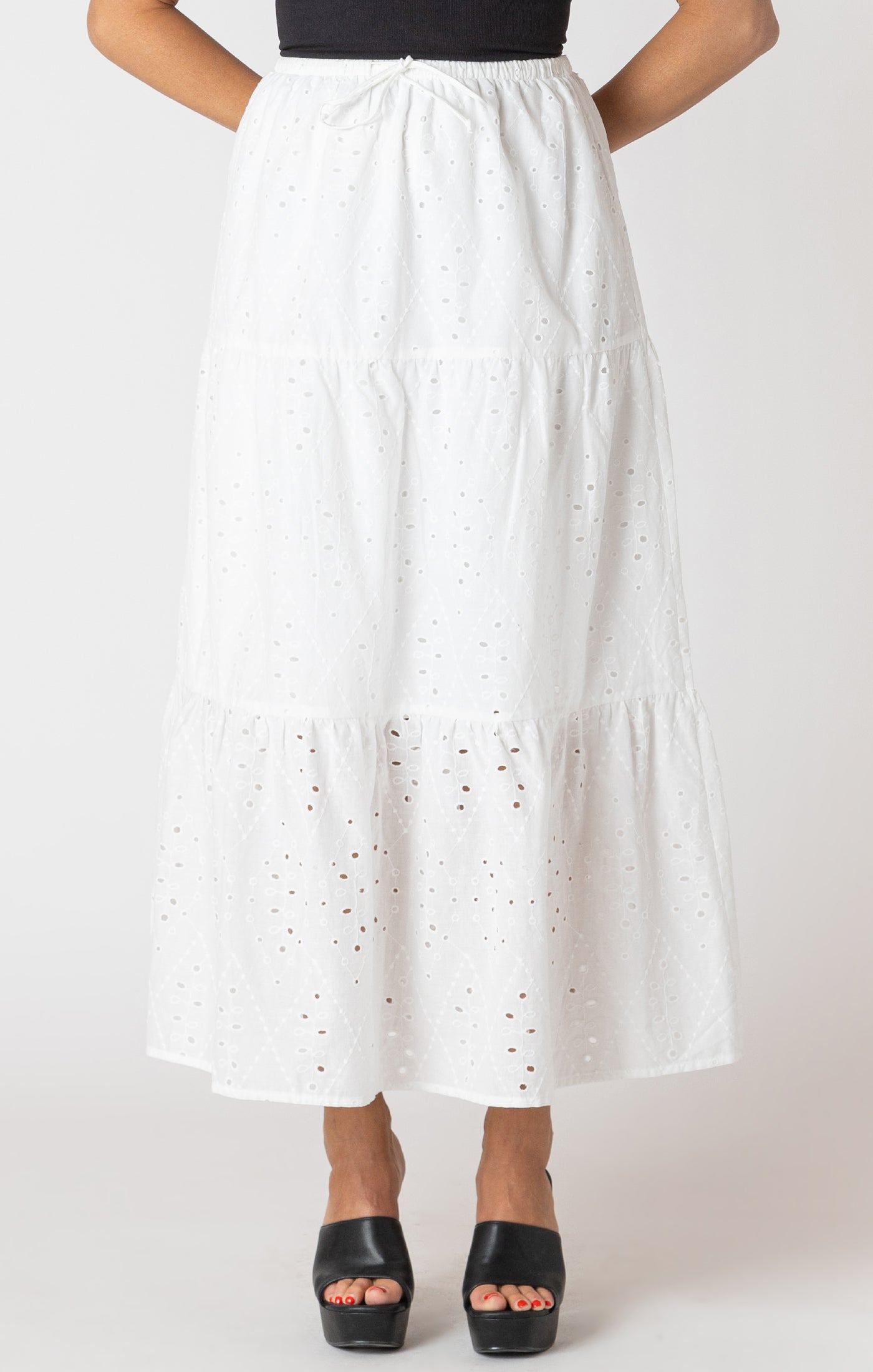 Embroidered Eyelet Maxi Skirt