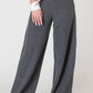 Wide Leg Ribbed Pant -Charcoal Heather