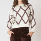 Diamond Check Sweater - Cream/Cocoa