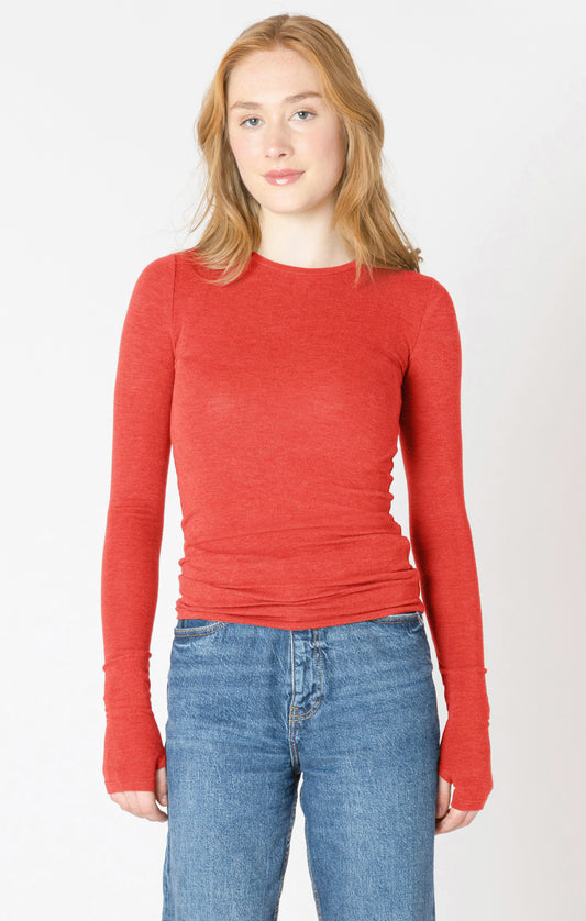 Brushed Crewneck Long Sleeve - Candy Red