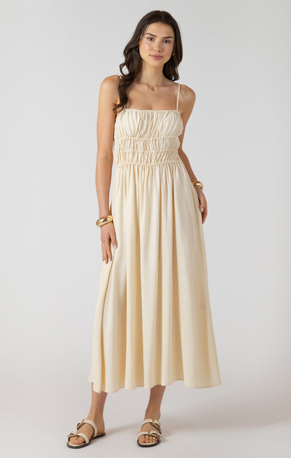 Elastic Waist Midi Dress - Buttercream