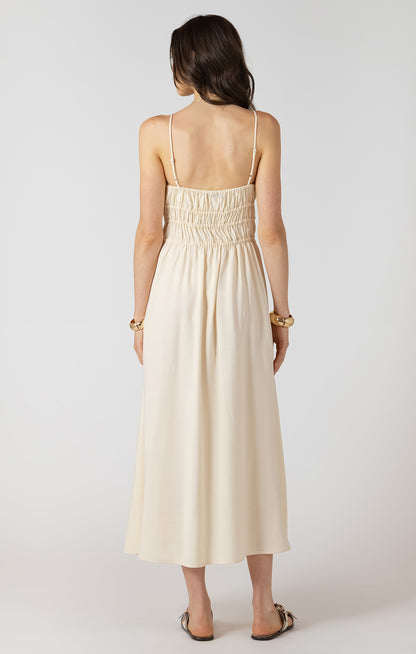 Elastic Waist Midi Dress - Buttercream