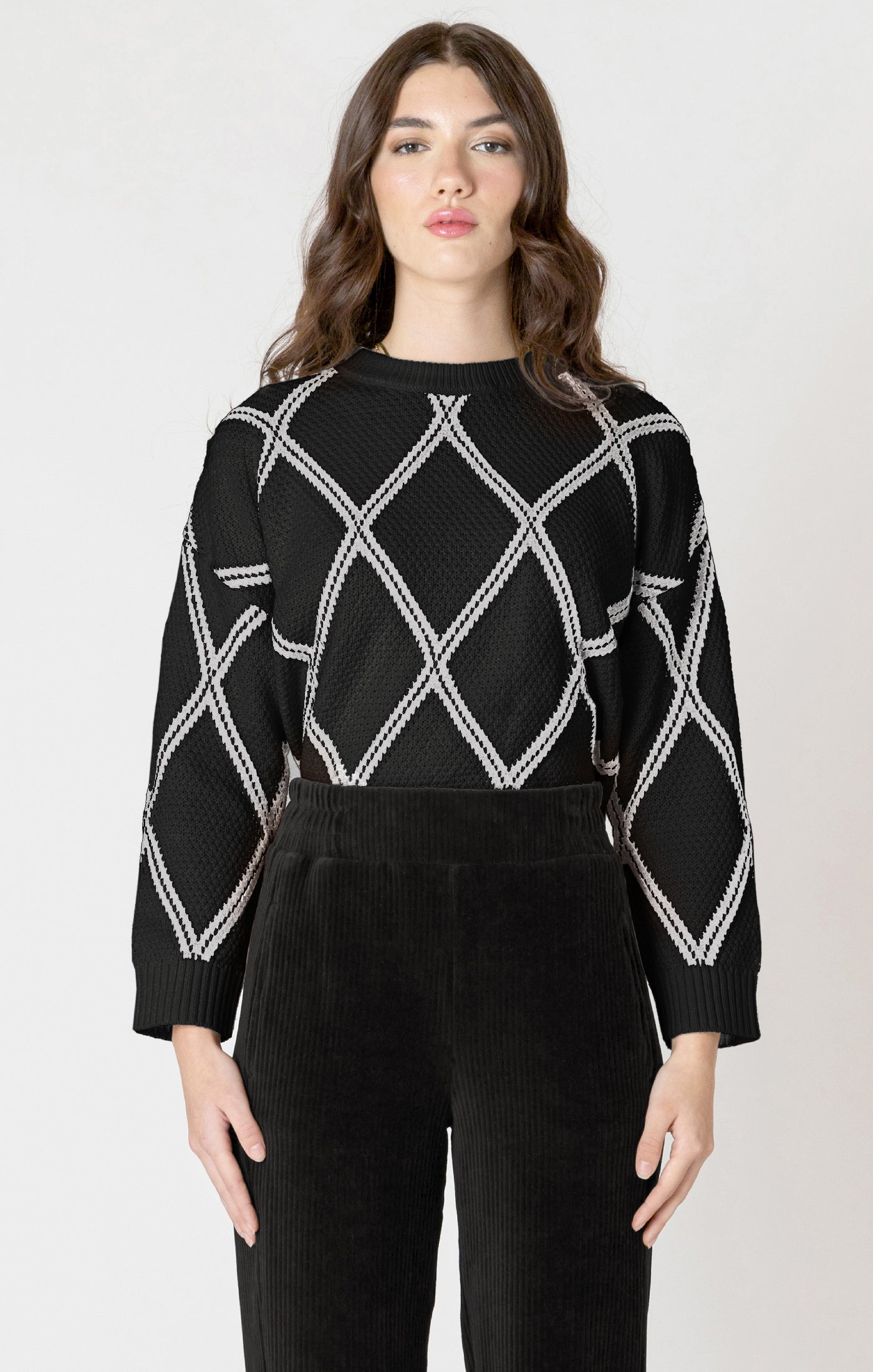 Diamond Check Sweater - Black/Cream