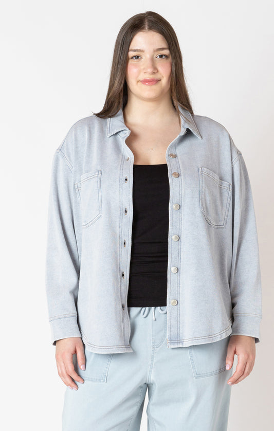 Curvy Knit Denim Shacket