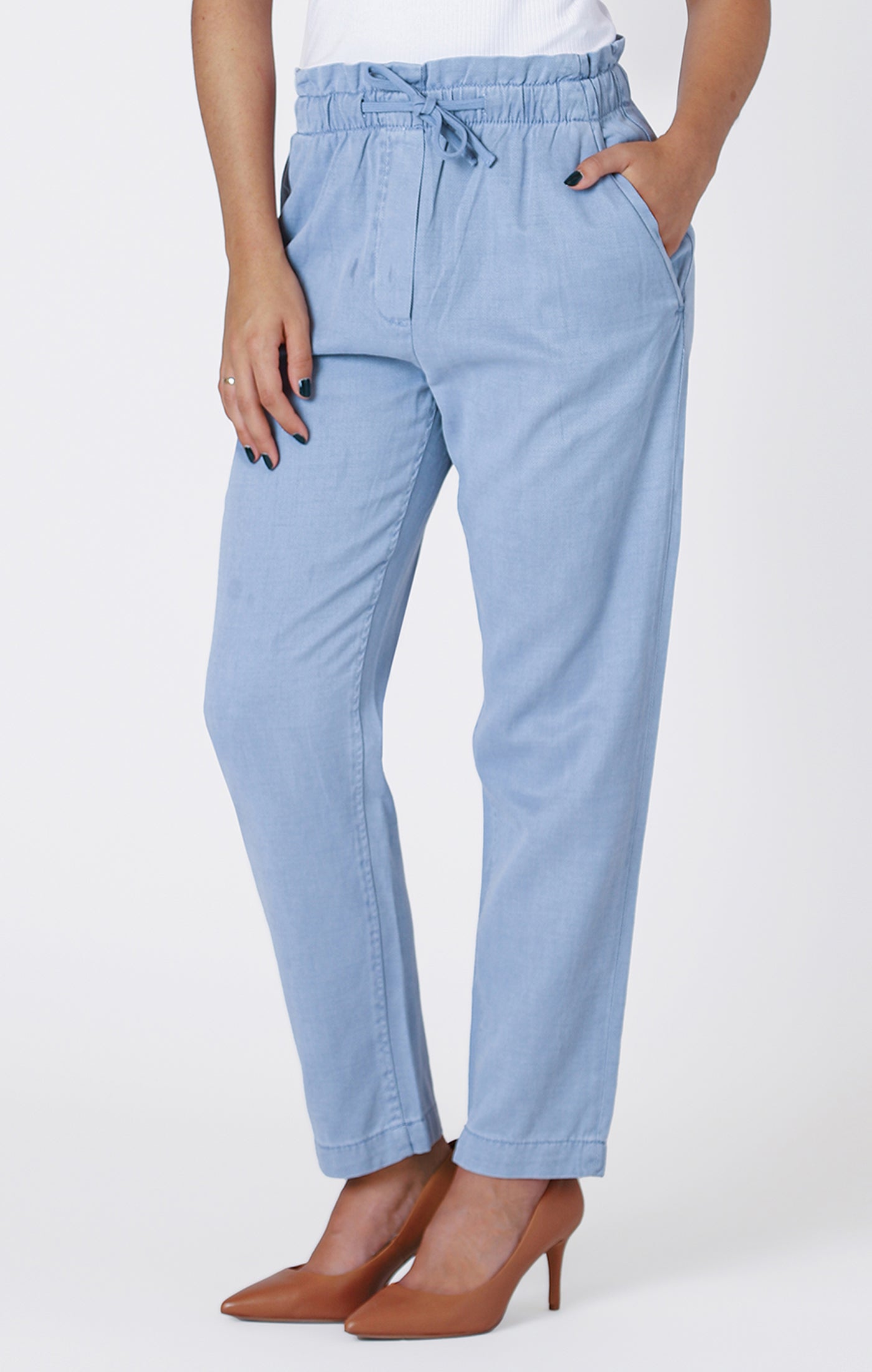 Denim Wash Elastic Waist Pant