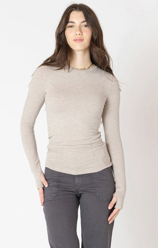 Brushed Crewneck Tee - Light Heather Taupe