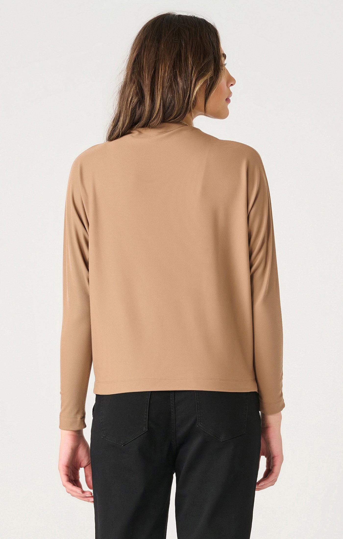 Dex Long Sleeve Mock Neck Ribbed Top