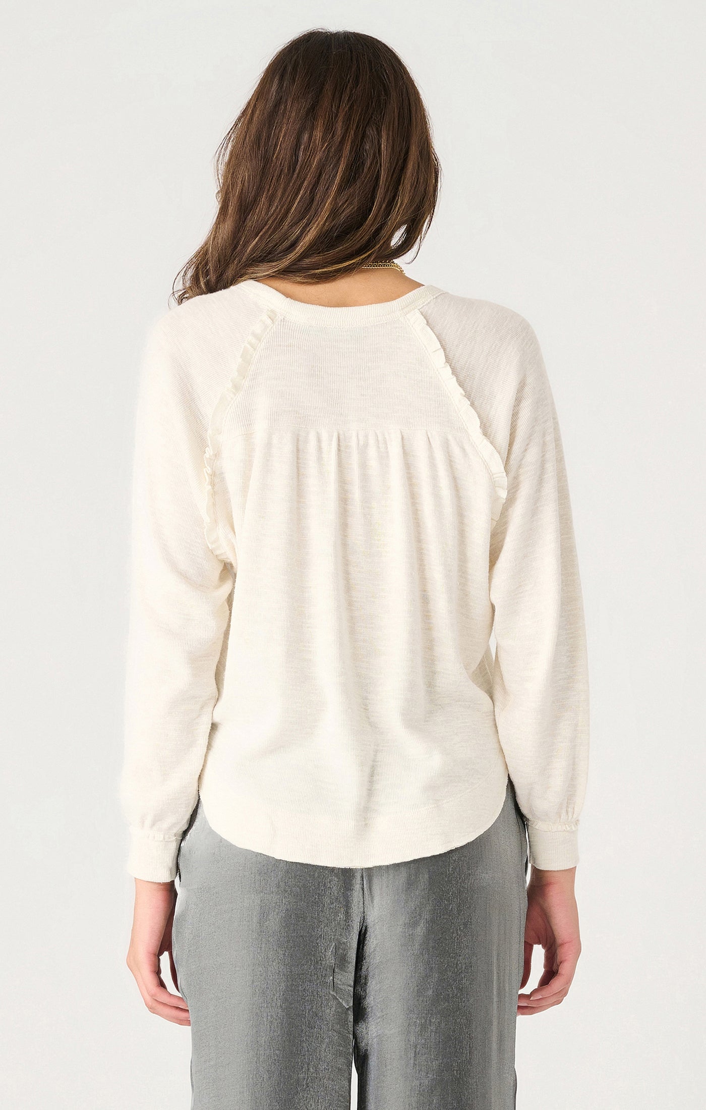 Dex Long Sleeve Ruffle Trim Top