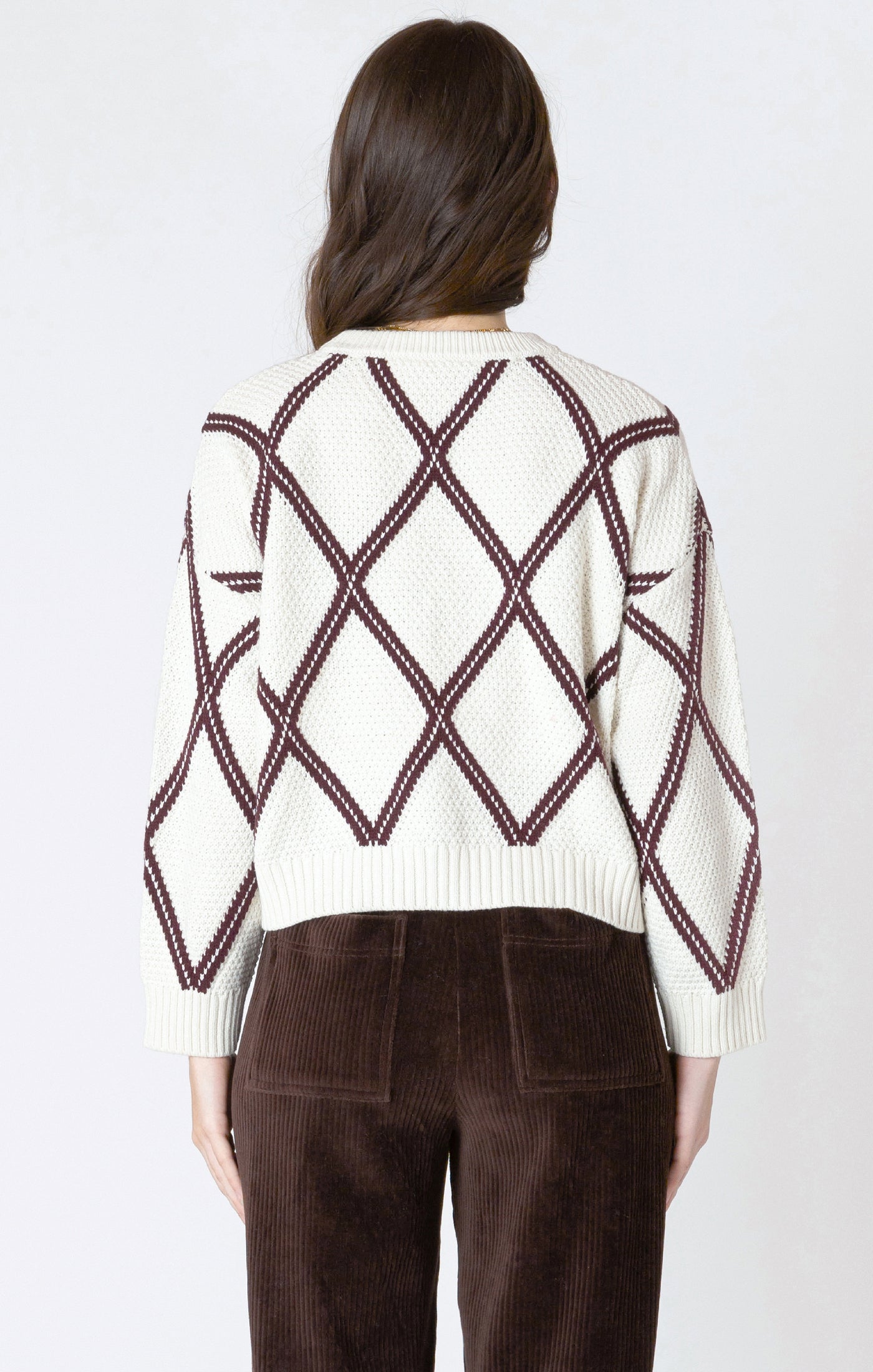 Diamond Check Sweater - Cream/Cocoa