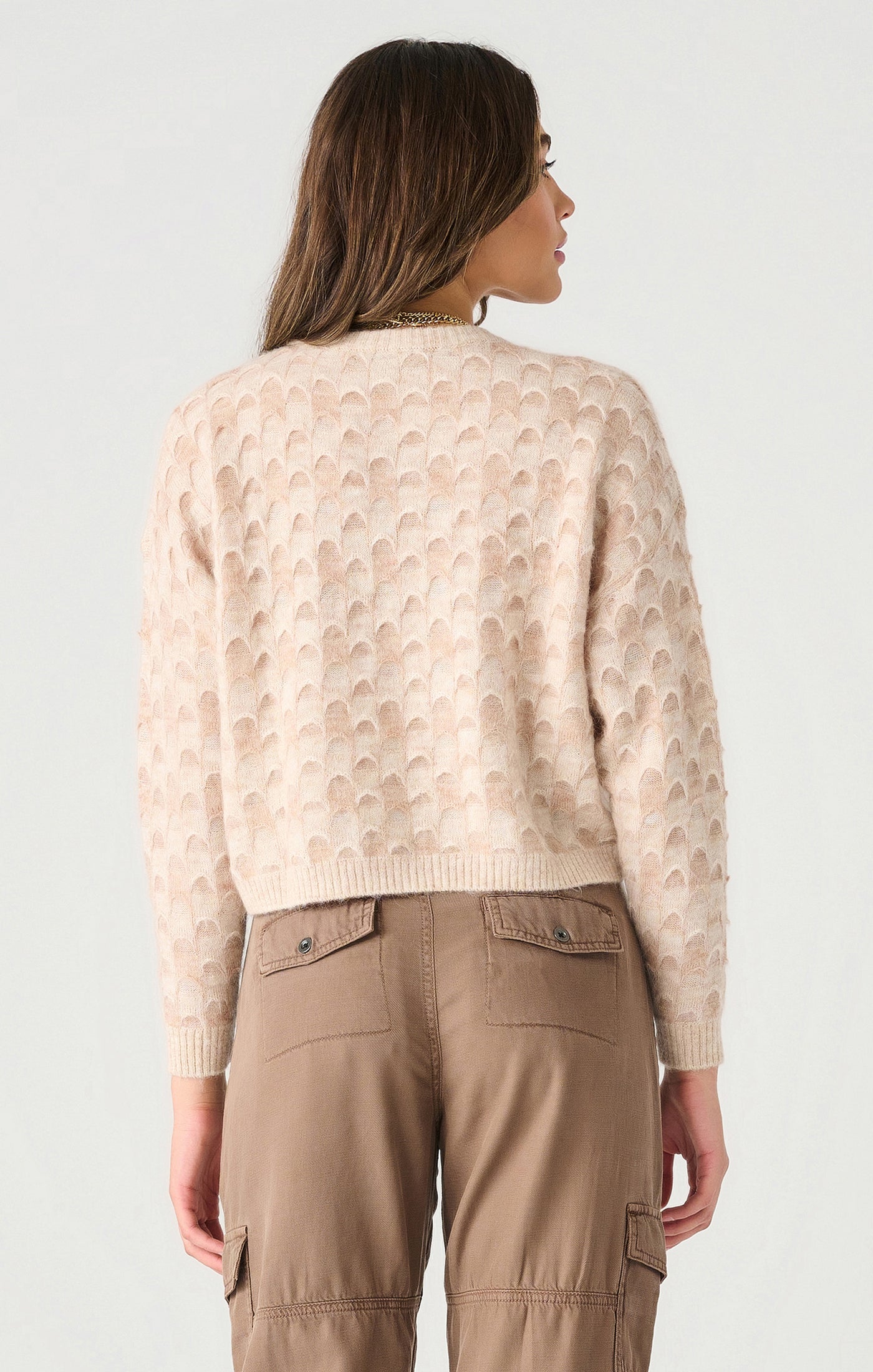 Dex Long Sleeve Scalloped Stitch Sweater