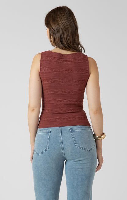 Square Neck Textured Tank - Burnt Sienna
