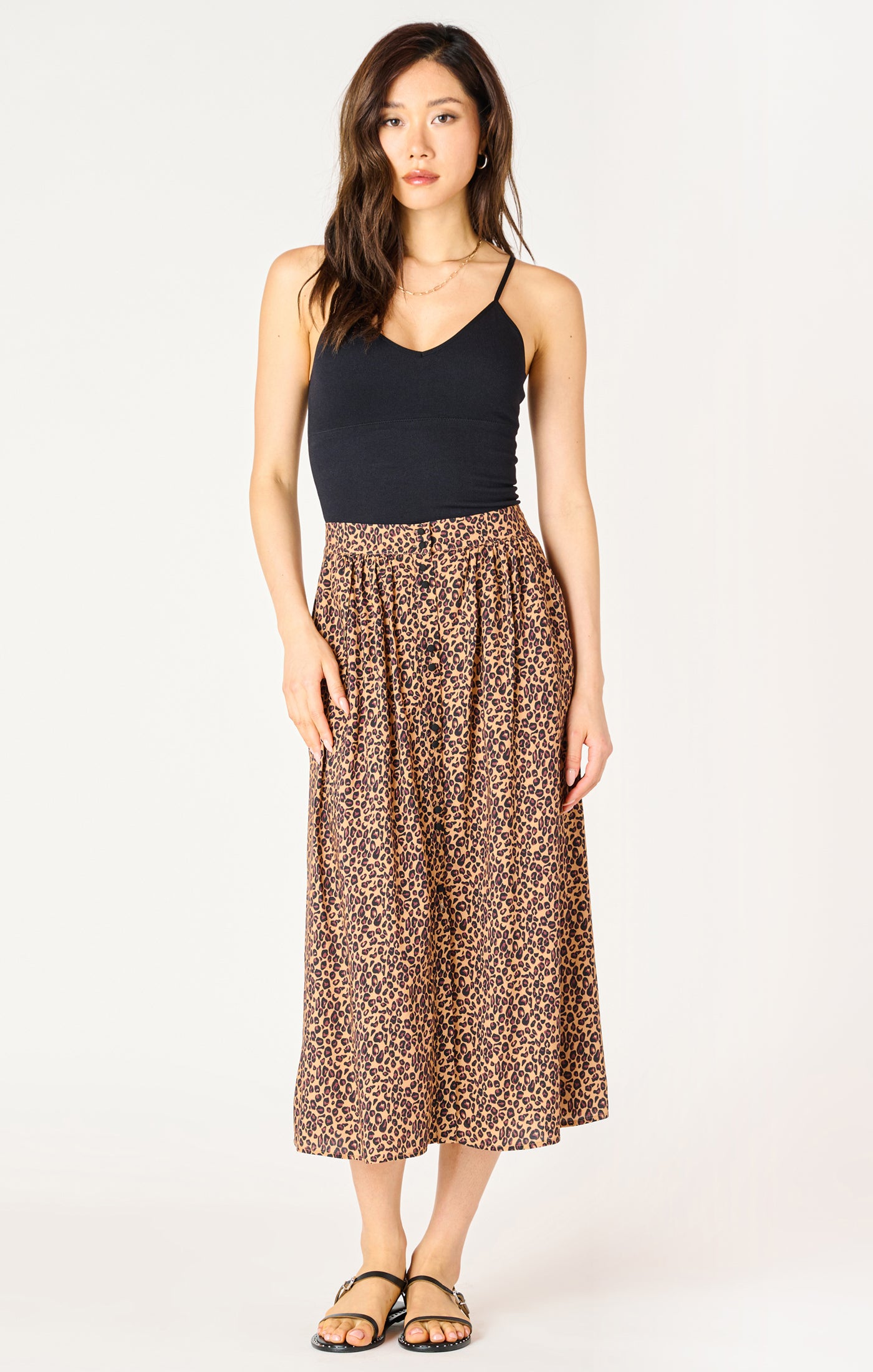 Dex Leopard Midi Skirt