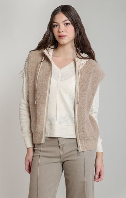 Hooded Boucle Vest