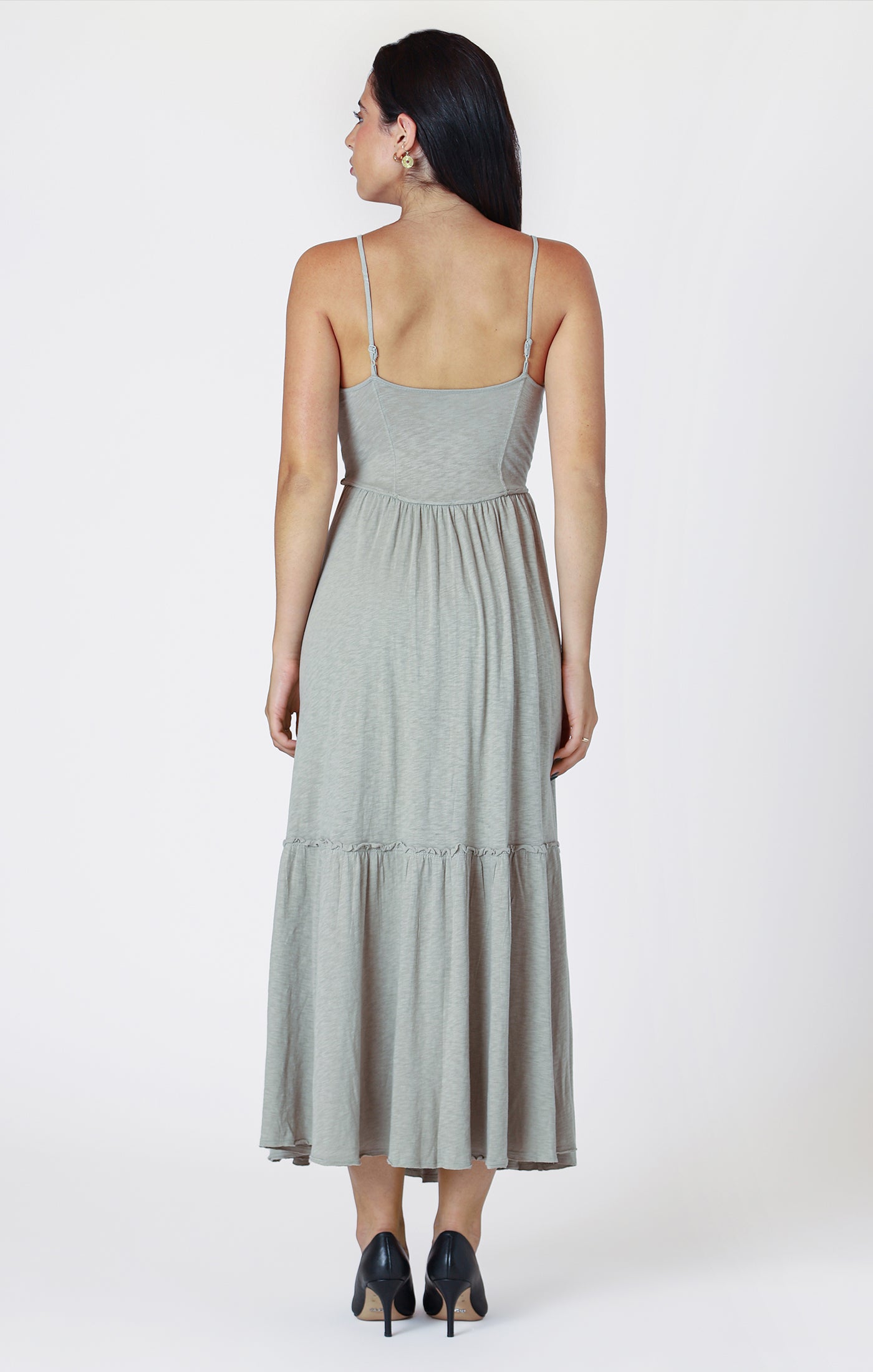 Raw Edge Tiered Maxi Dress