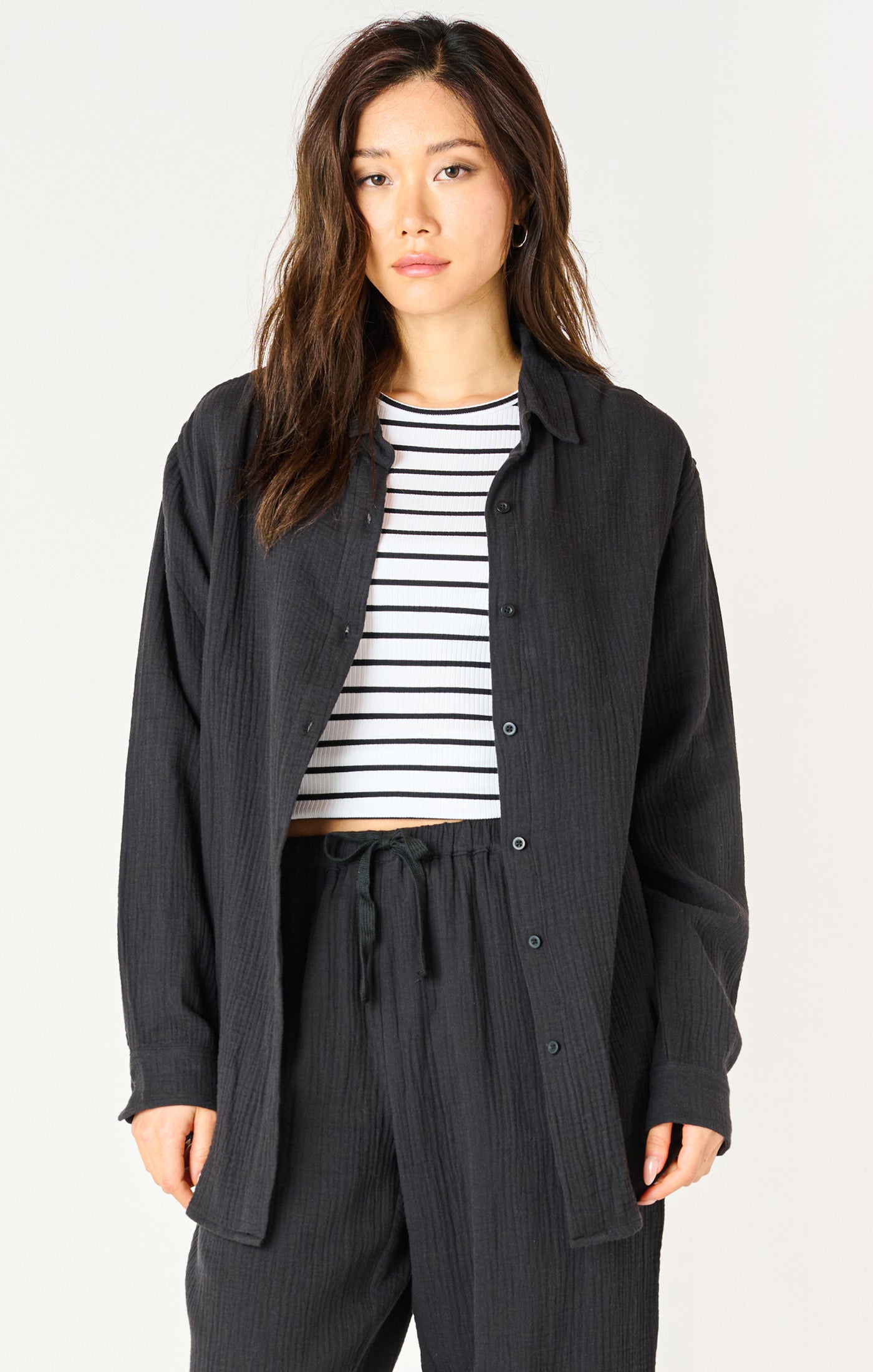 Textured Button Up - Black