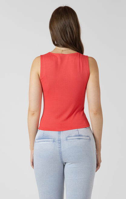 Asymmetrical Button Detail Tank