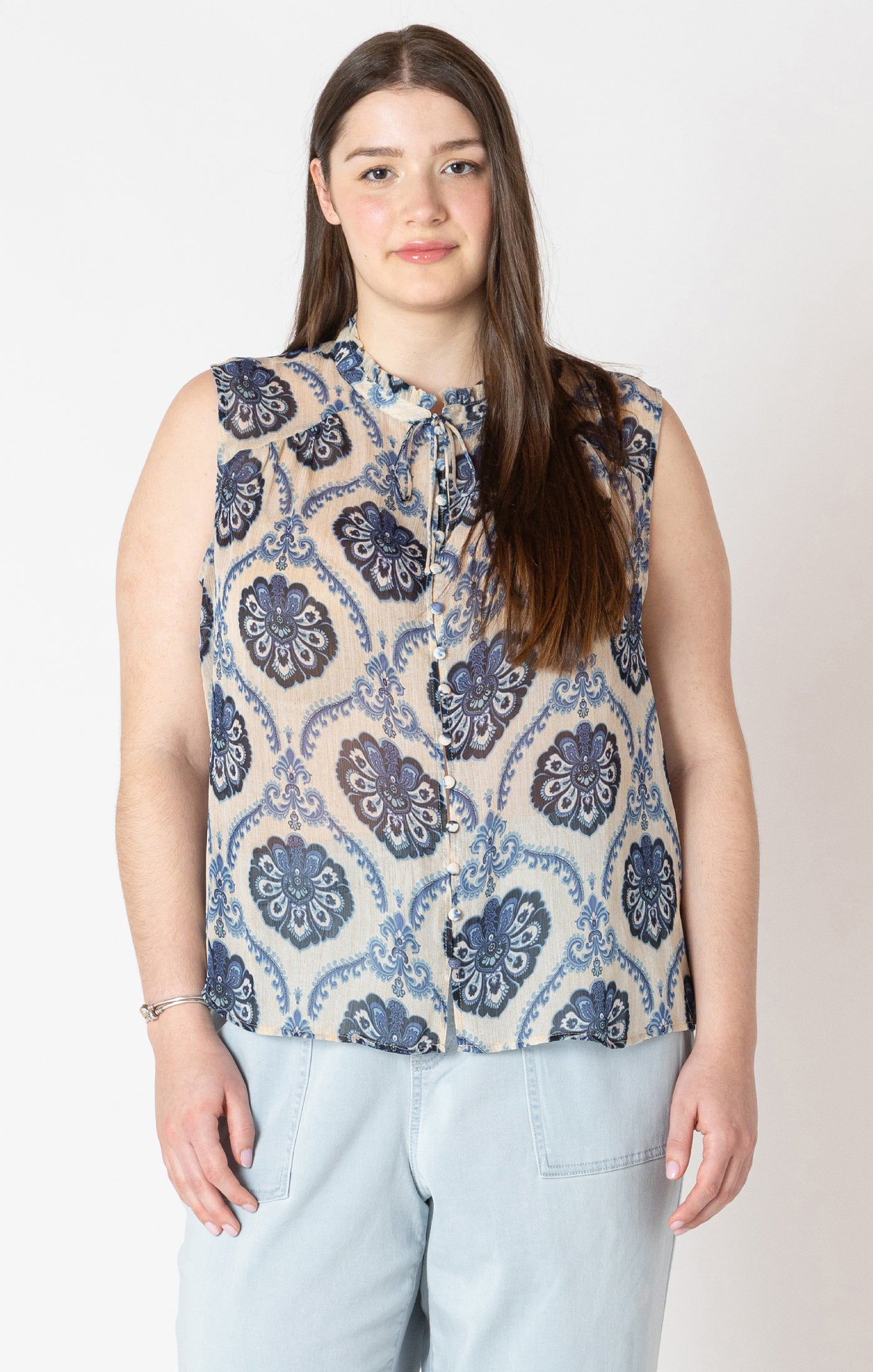 Dex Blue Medallion Blouse